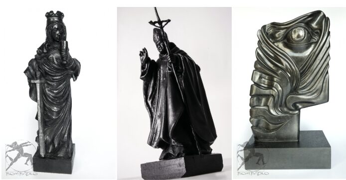 Eleganckie antracytowe rzeźby z Małopolski Bombadilo statuetki na zamówienie