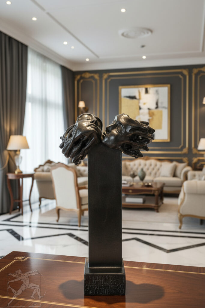 Luksusowy wystrój wnętrz - czarne rzeźby na zamówienie - Łukasz Cześniak polski rzeźbiarz